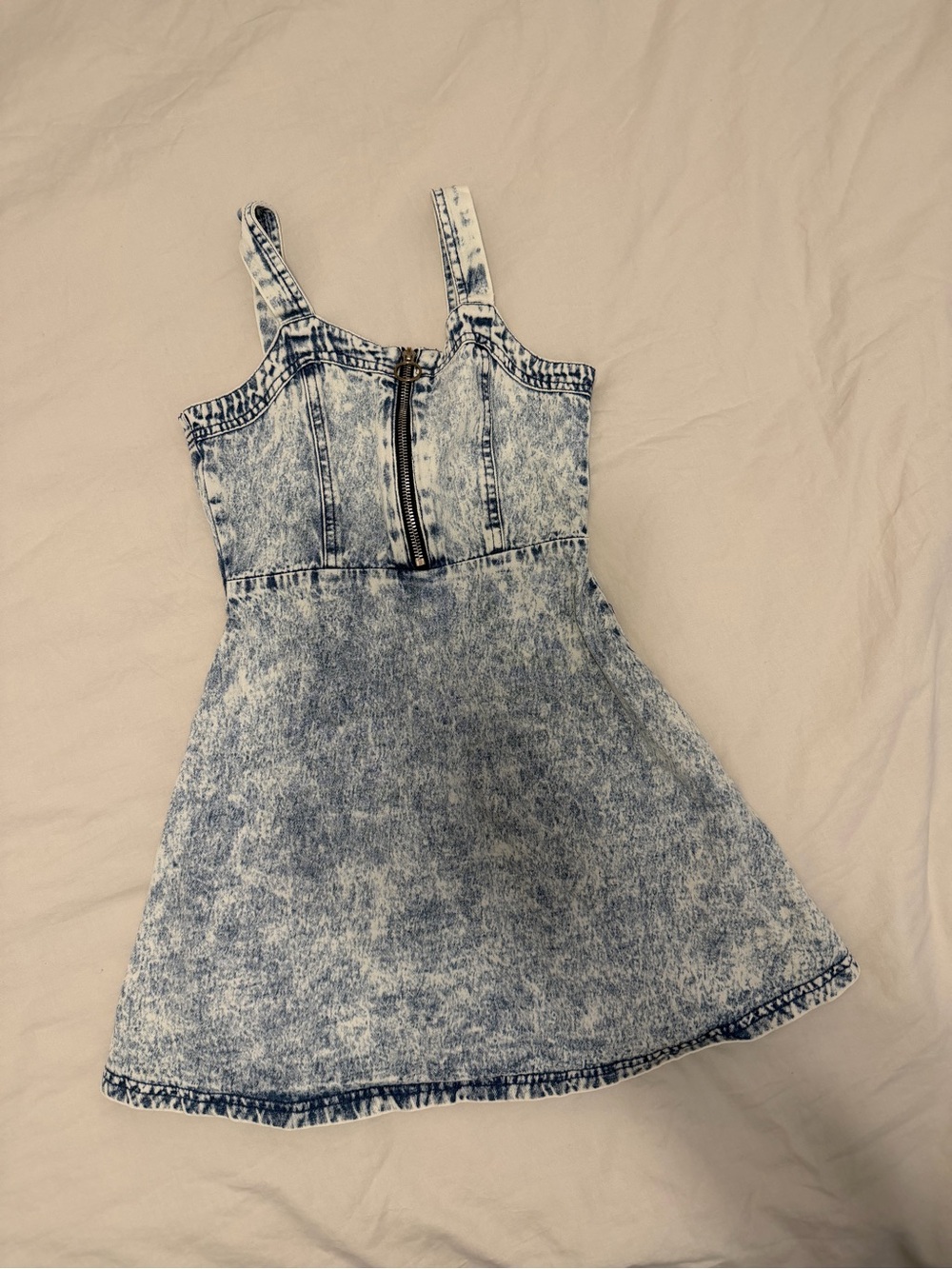 Justice Girls Light Blue Acid-Wash Denim Zip-Front Dress